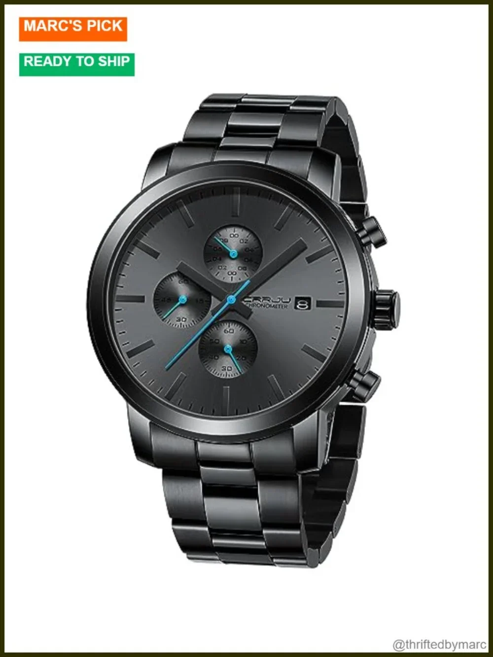 Men's Luxury Waterproof Chronograph Quartz Wristwatch with Stainless Steel Band